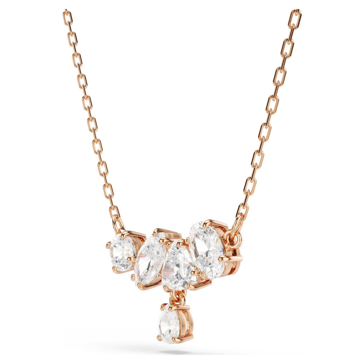 Mesmera necklace Mixed cuts, White, 18K rose gold finish
